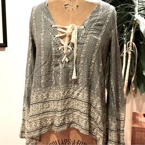 Vintage Havana boho lace up blouse, brand new, NWT